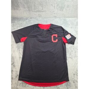 Match-Up Cleveland Guardians Baseball Jersey Mens XL Black Red Quarter Zip Shirt